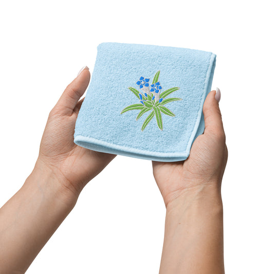 今治棉質刺繡手巾 台灣龍膽刺繡細節 淺藍色 | Taiwan Gentian Embroidery Detail Japanese Craftsmanship
