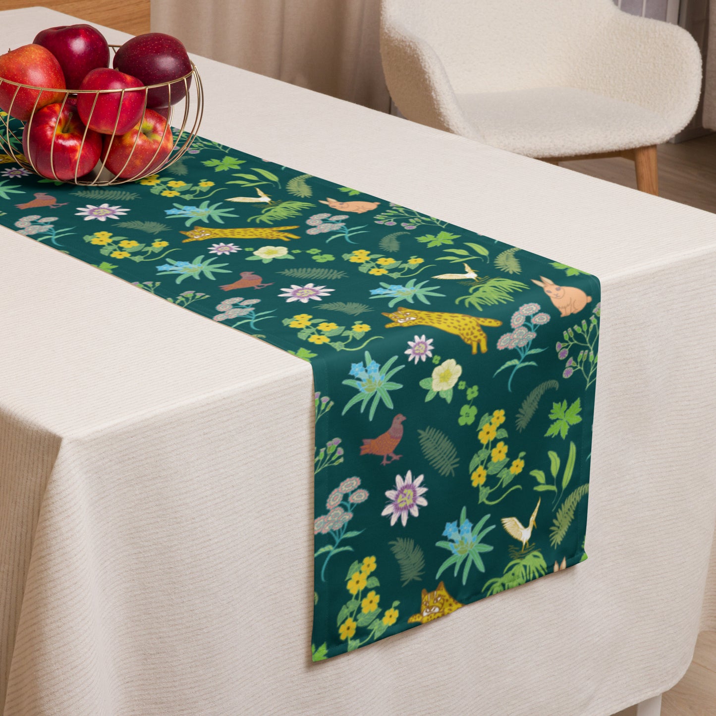 石虎樂園桌旗 餐桌擺設 | Happy Taiwan Leopard Cat Table Runner Dining Table Setting 90×16 inches