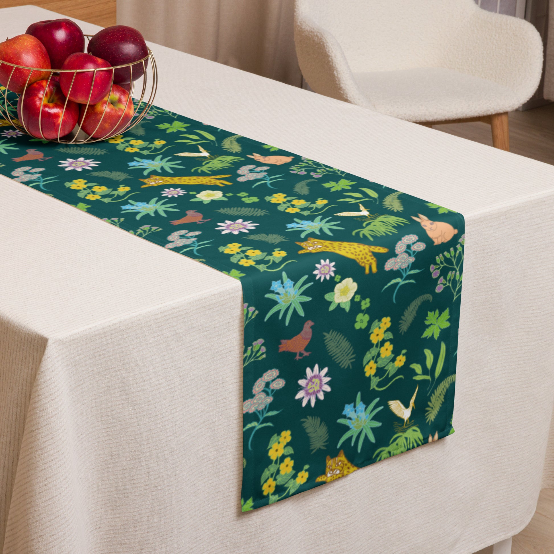 石虎樂園桌旗 餐桌擺設 | Happy Taiwan Leopard Cat Table Runner Dining Table Setting 90×16 inches